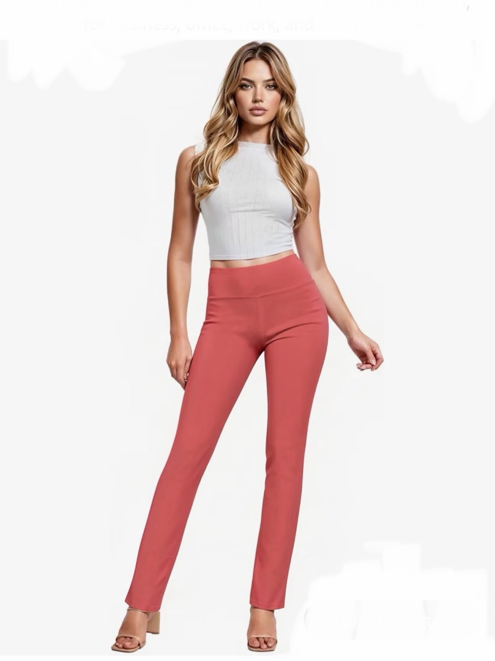 NWT High-Rise Straight Leg Pants in Bright Coral